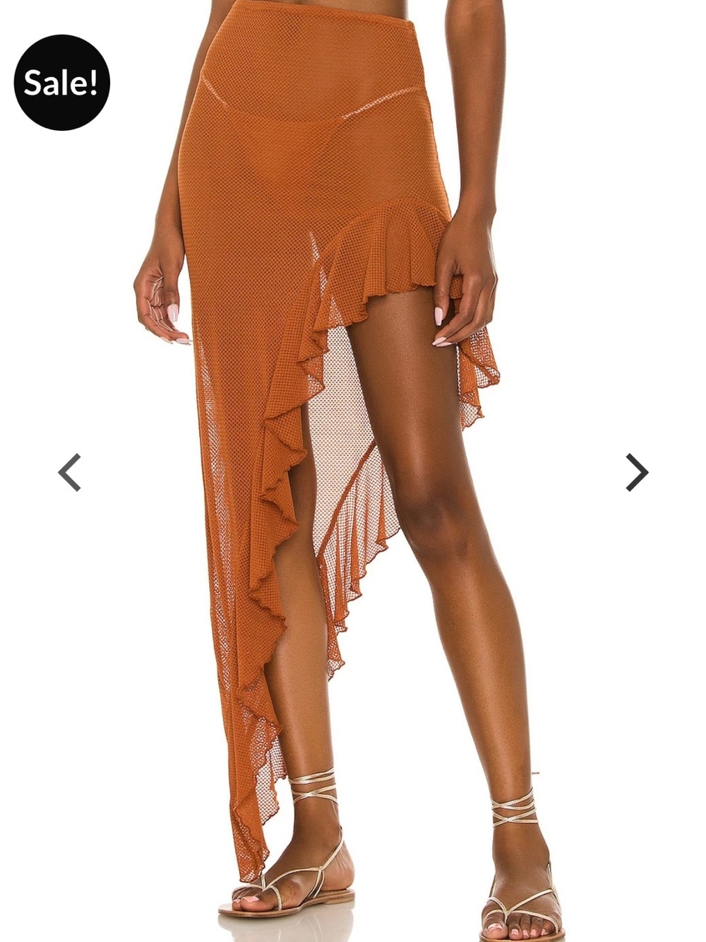 Camila Coelho Hazel Shirlie Mesh Ruffle Assymetric Beach CoverUp Skirt XS